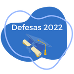 Imagem com uma chapéu de formando e o texto: "Defesas 2022"